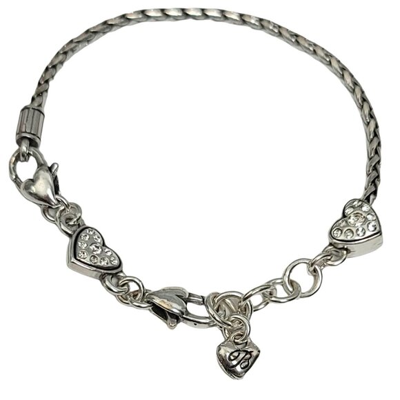 Brighton Silver Tone Heart Slide Charm Chain Bracelet,  7.75” - Picture 1 of 6